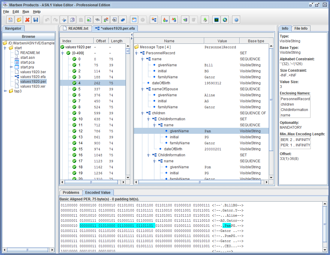 MARBEN ASN1 Value Editor: Decode a file